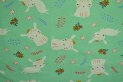 Cotton jersey print - wow 21-01 mint groen