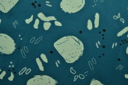 Cotton jersey print - wow 67-46 donker petrol