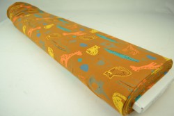 Cotton jersey print - wow 64-44 donker okergeel