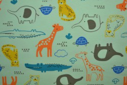 Cotton jersey print - wow 64-41 mint groen