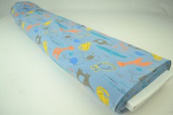Cotton jersey print - wow 64-138 staalblauw