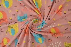 Cotton jersey print - wow 08-37 oud roze