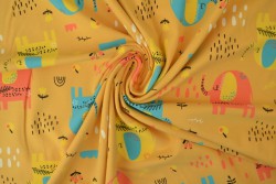 Cotton jersey print - wow 08-47 okergeel