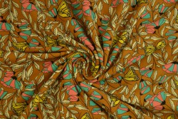 Cotton jersey print - wow 53-44 donker okergeel