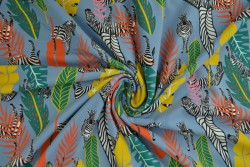 Cotton jersey print - wow 56-138 staalblauw