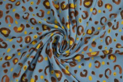 Cotton jersey print - wow 63-138 staalblauw