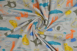 Cotton jersey print - wow 64-25 zilvergrijs