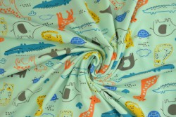 Cotton jersey print - wow 64-41 mint groen