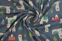 Cotton jersey print - wow 65-17 donkergrijs