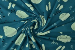 Cotton jersey print - wow 67-46 donker petrol