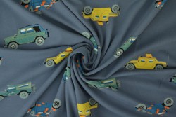 Cotton jersey print - wow 68-17 donkergrijs