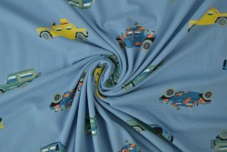 Cotton jersey print - wow 68-138 staalblauw