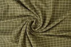 Cotton jersey checks 06 camel groen
