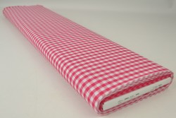 Katoen boerenbont ruiten 6.5 mm 160-02 donker roze