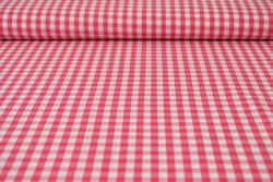 Katoen boerenbont ruiten 6.5 mm 160-02 donker roze
