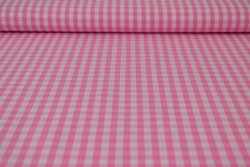 Katoen boerenbont ruiten 6.5 mm 160-03 roze