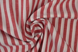 Katoen boerenbont strepen 6.5 mm 165-01 rood