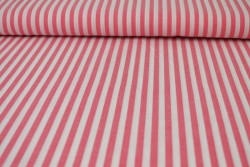 Katoen boerenbont strepen 6.5 mm 165-02 donker roze