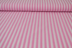 Katoen boerenbont strepen 6.5 mm 165-03 roze
