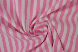 Katoen boerenbont strepen 6.5 mm 165-03 roze