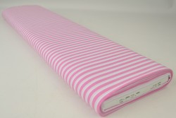 Katoen boerenbont strepen 6.5 mm 165-03 roze