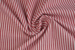 Katoen boerenbont strepen 2.5 mm 167-01 rood