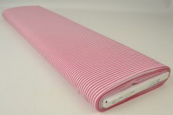Katoen boerenbont strepen 2.5 mm 167-02 donker roze