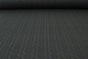 Jacquard cable knit fabric 03 black