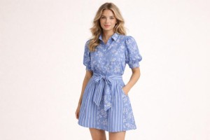 Denim chambray gewassen prints