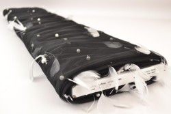 Mesh feather and pearls 09-03 black